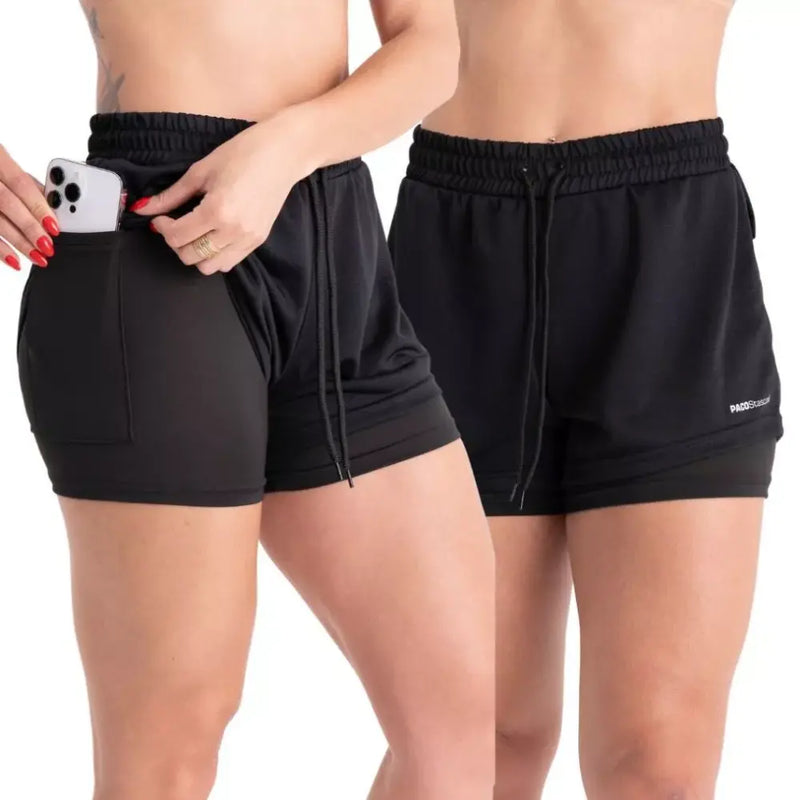 Shorts 2 em 1 Fitness com Bolso – Poucas Peças Disponíveis