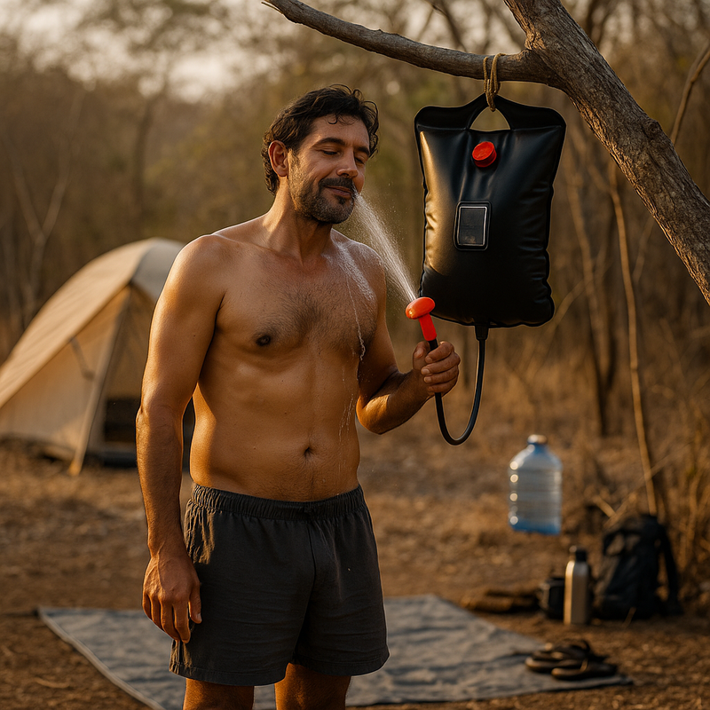 Ducha Solar Portátil 20L para Camping com Aquecimento Natural