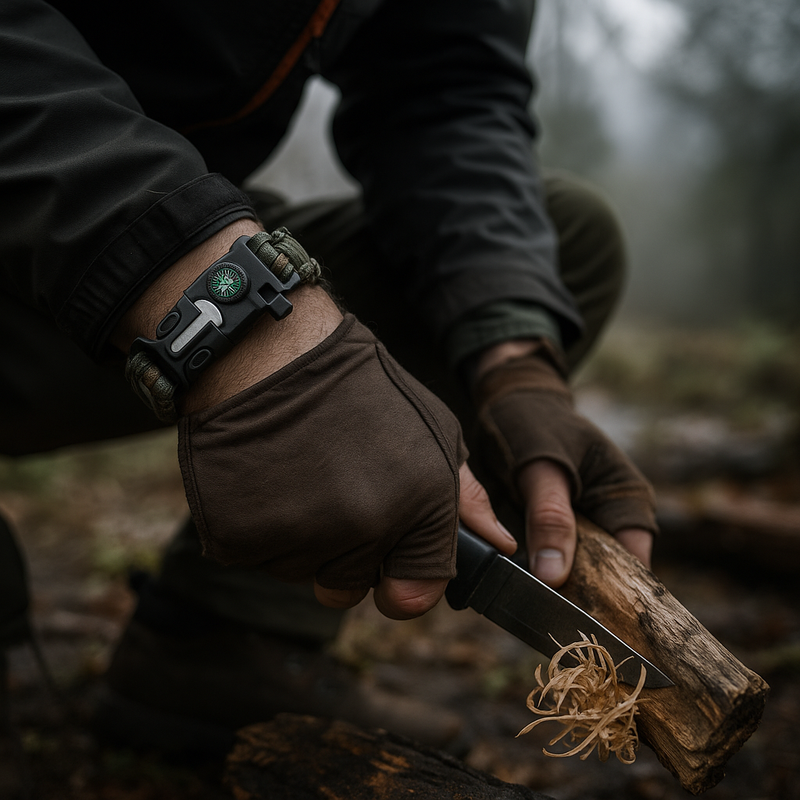 Pulseira Tática de Sobrevivência 7 em 1 – Pronta para emergências