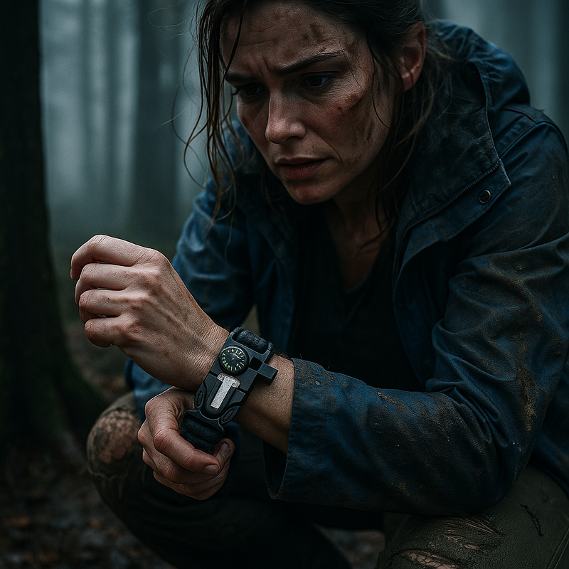 Pulseira Tática de Sobrevivência 7 em 1 – Pronta para emergências