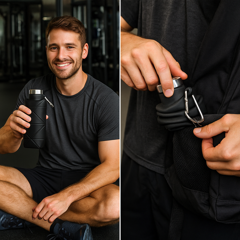 Garrafa Dobrável 700ml Antivazamento | Brinde Exclusivo