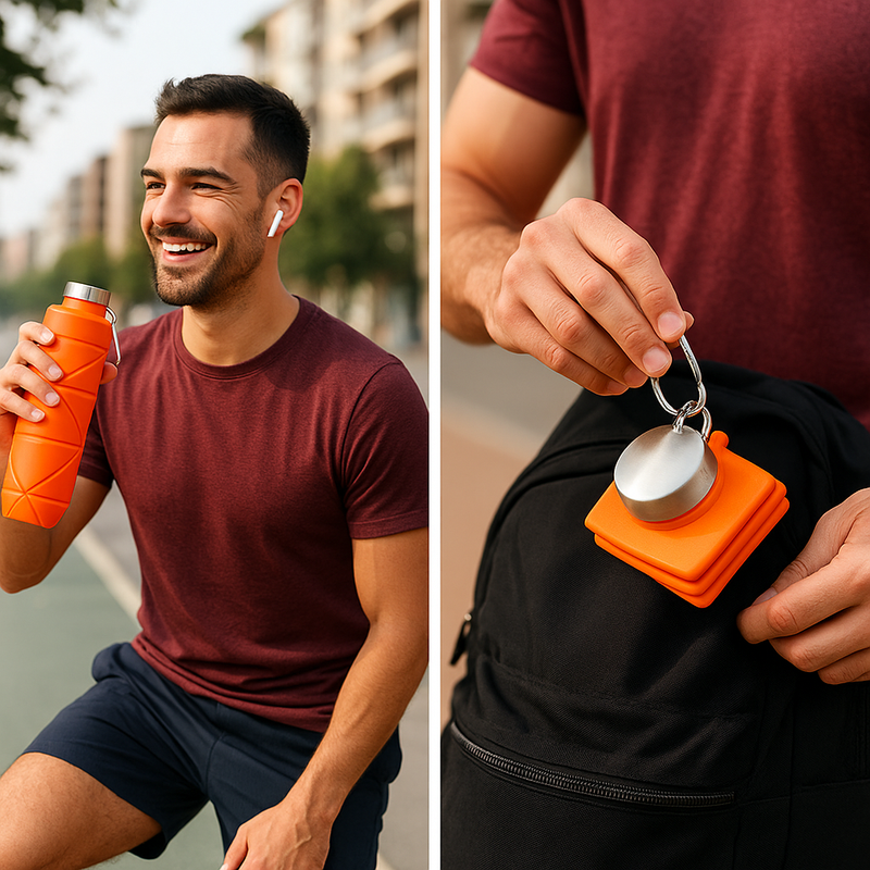 Garrafa Dobrável 700ml Antivazamento | Brinde Exclusivo